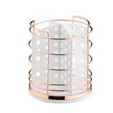 Porta Talheres Utensílios Branco e Rose Gold 15cm - Ela Decora